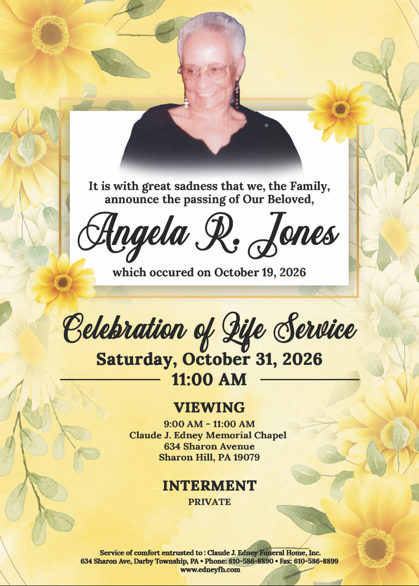 Celebration of Life program for Angela R. Jones